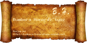 Bumbera Honorátusz névjegykártya